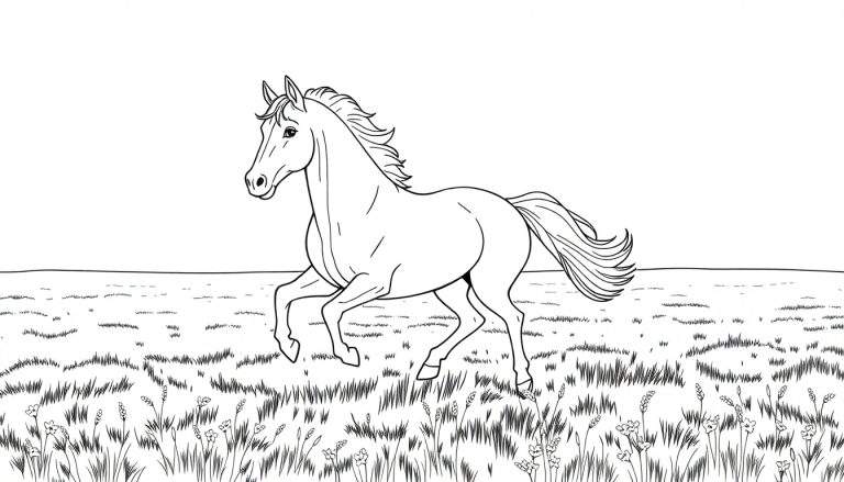 Cheval galopant dans un pré, prêt pour un color panel.