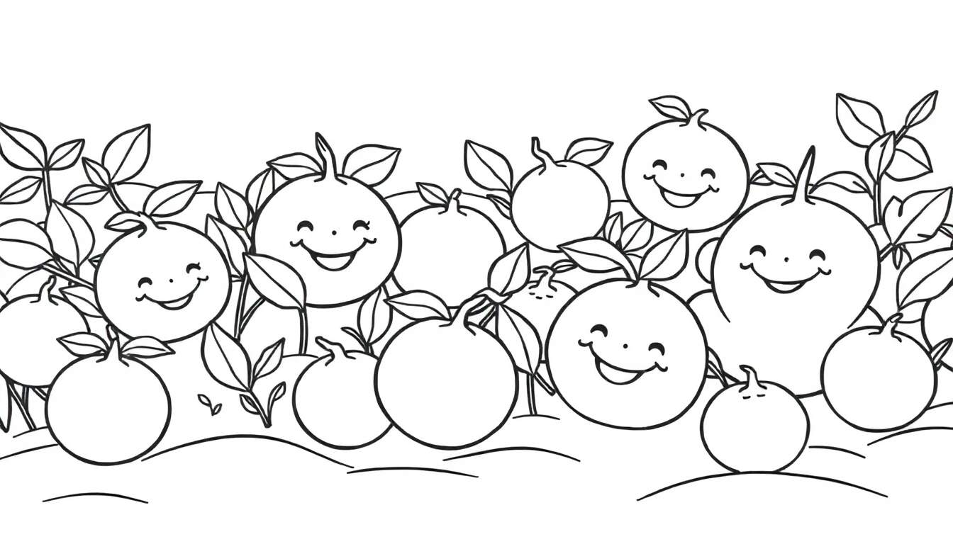 Groupe d'oranges souriantes dans un color panel.