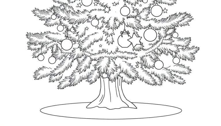 Un grand sapin de Noël en noir et blanc, prêt pour le color panel.