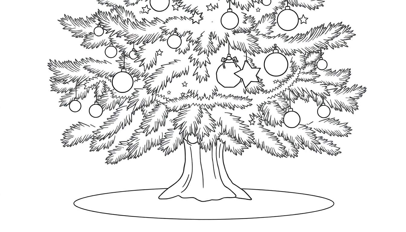 Un grand sapin de Noël en noir et blanc, prêt pour le color panel.
