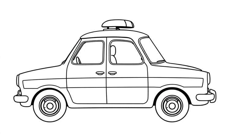 Voiture de police noire et blanche pour coloriage dans un color panel.