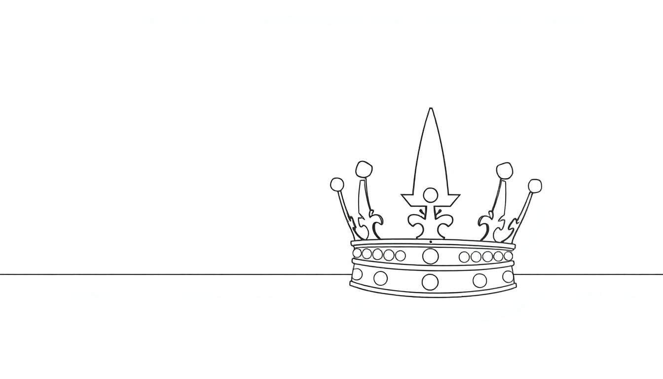Une couronne dessinée en noir et blanc, ornée de cercles et de pointes, prête à être colorée sur un color panel.