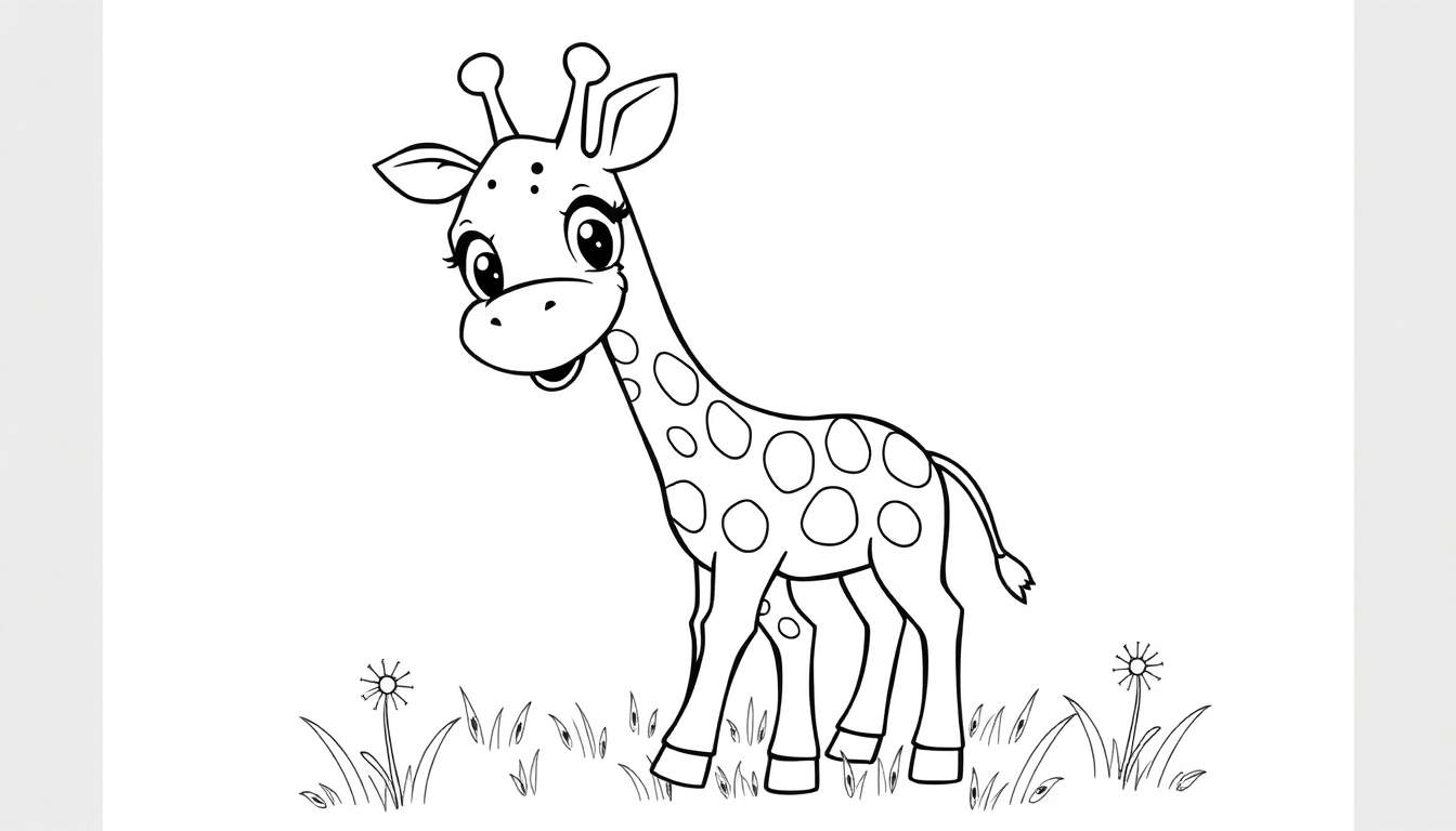 Dessin d'une girafe en noir et blanc pour un color panel.