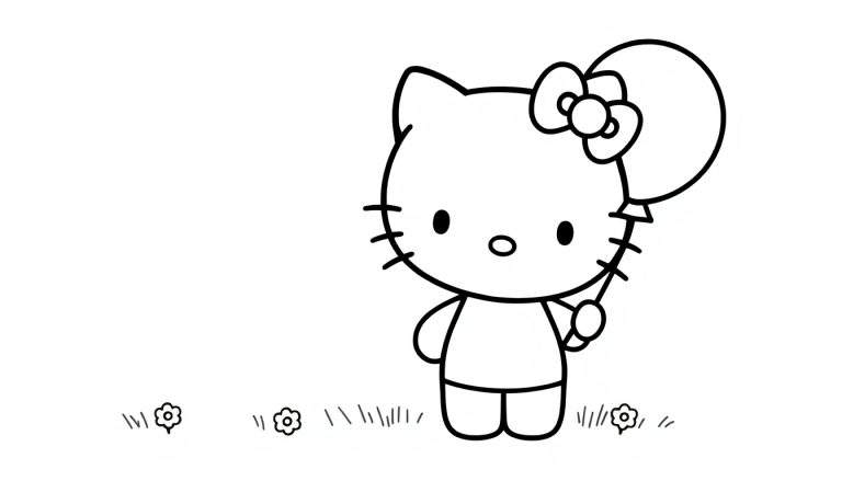 Hello Kitty dans un champ, color panel.