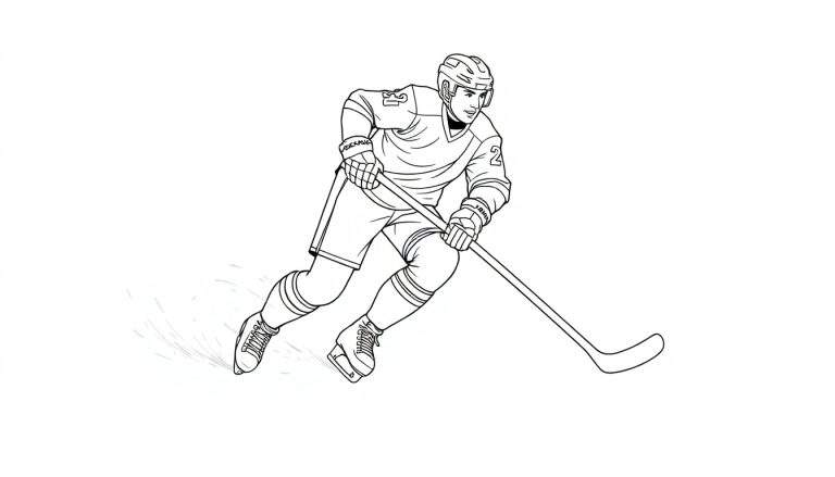 Joueur de hockey #2 patinant avec un bâton, prêt à marquer.