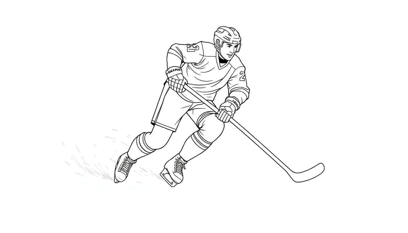 Joueur de hockey #2 patinant avec un bâton, prêt à marquer.