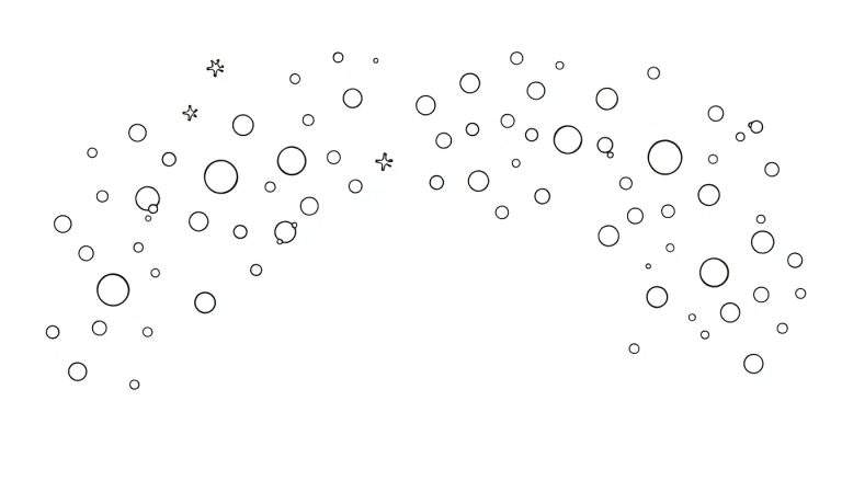 Panneau de couleurs avec des cercles et des étoiles.
