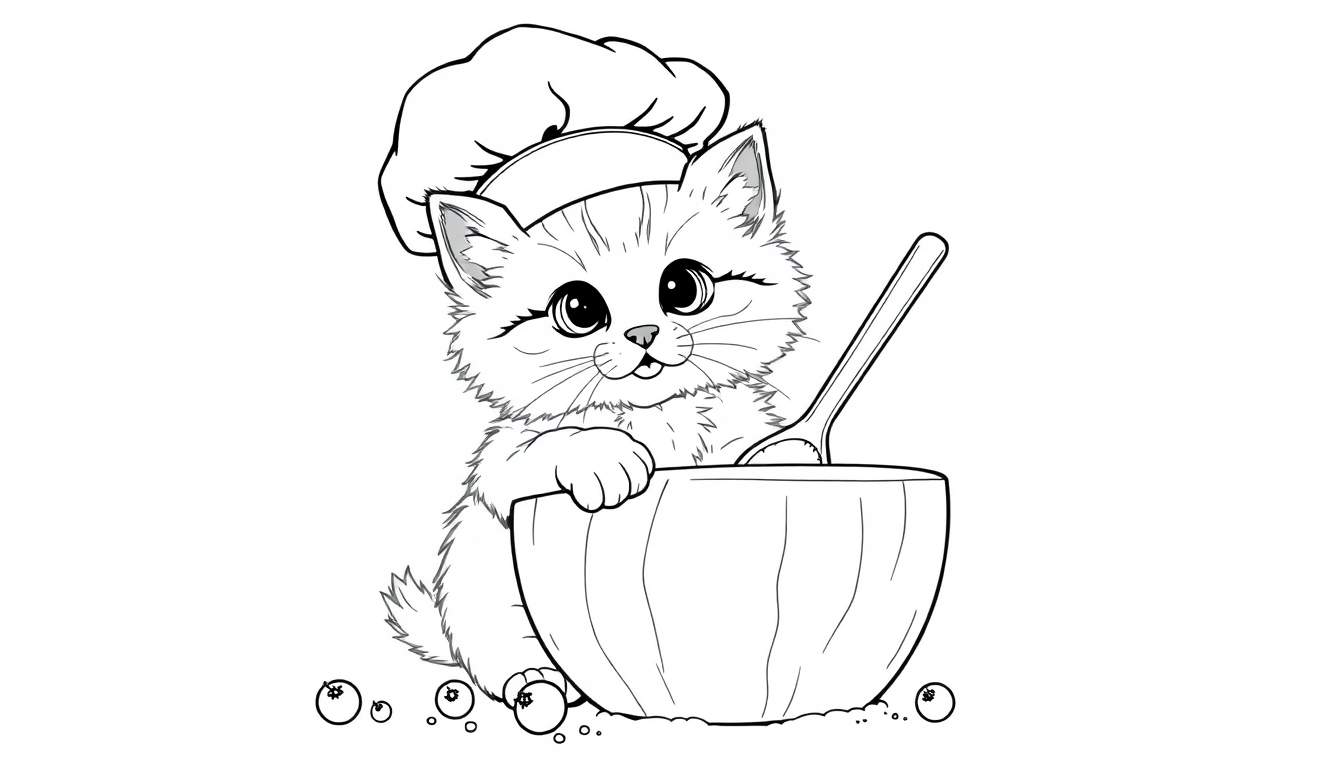 Chaton mignon portant un chapeau de chef dans un color panel.