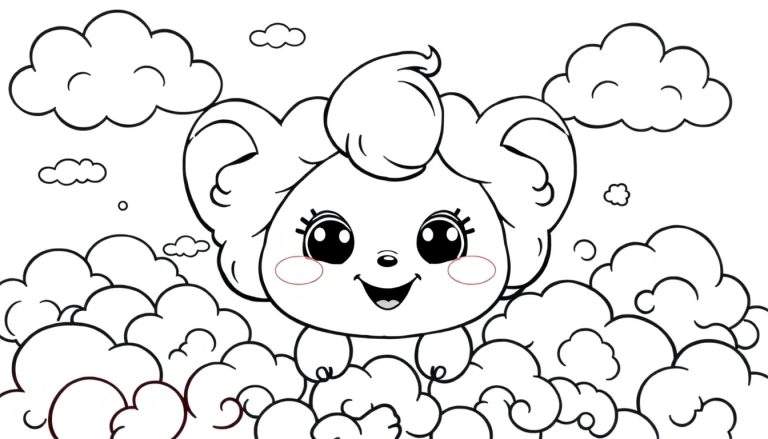 Ours en peluche joyeux dans les nuages, prêt pour un color panel.