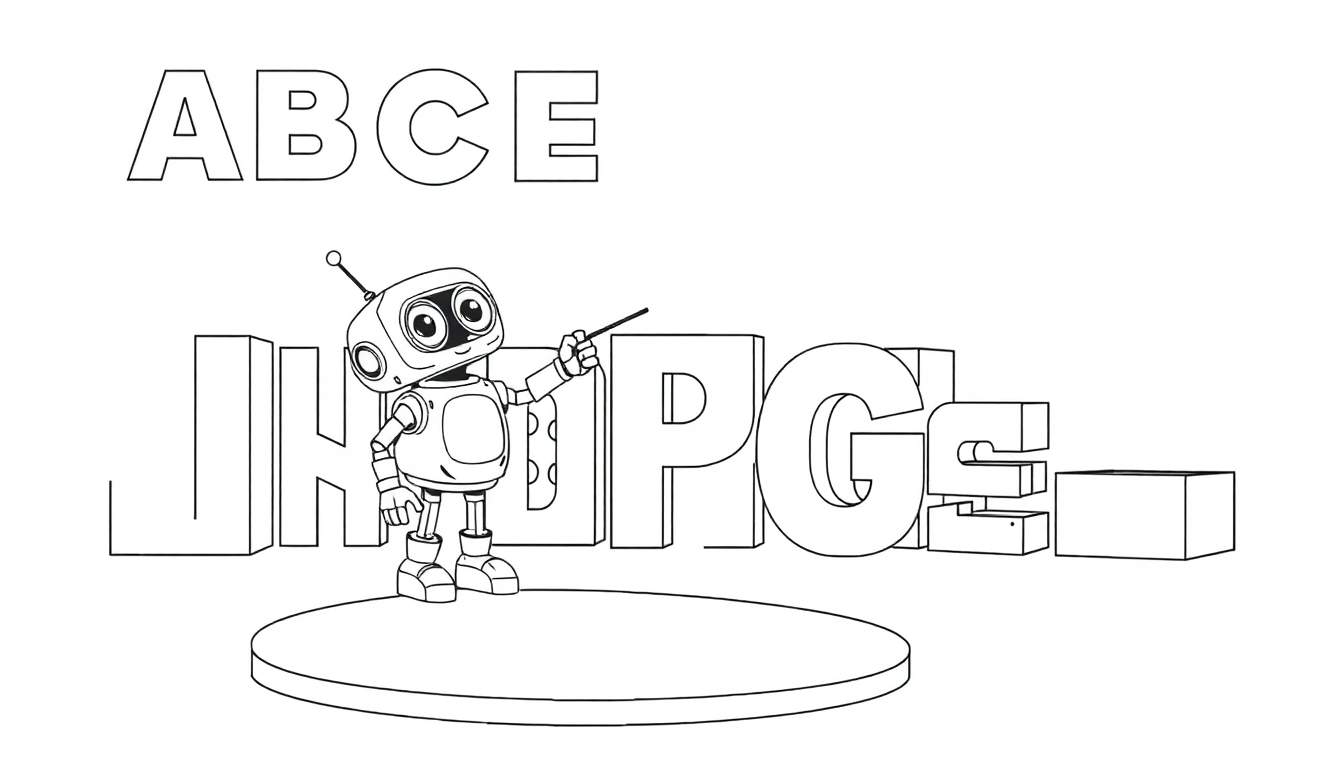 Un robot de coloriage avec des lettres