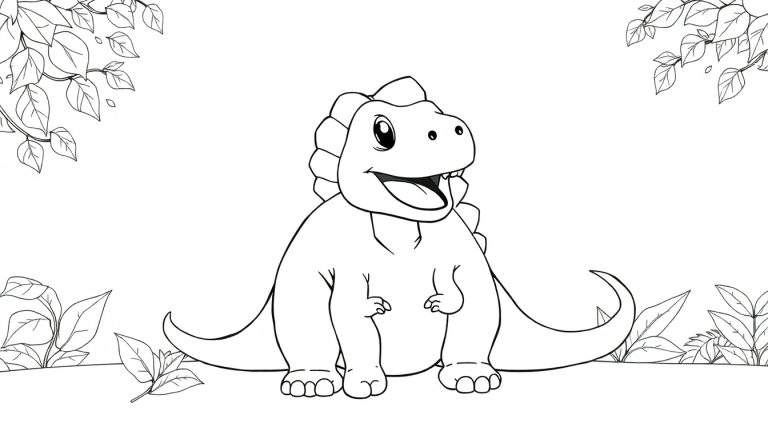 Un gentil dinosaure dessiné pour un color panel.