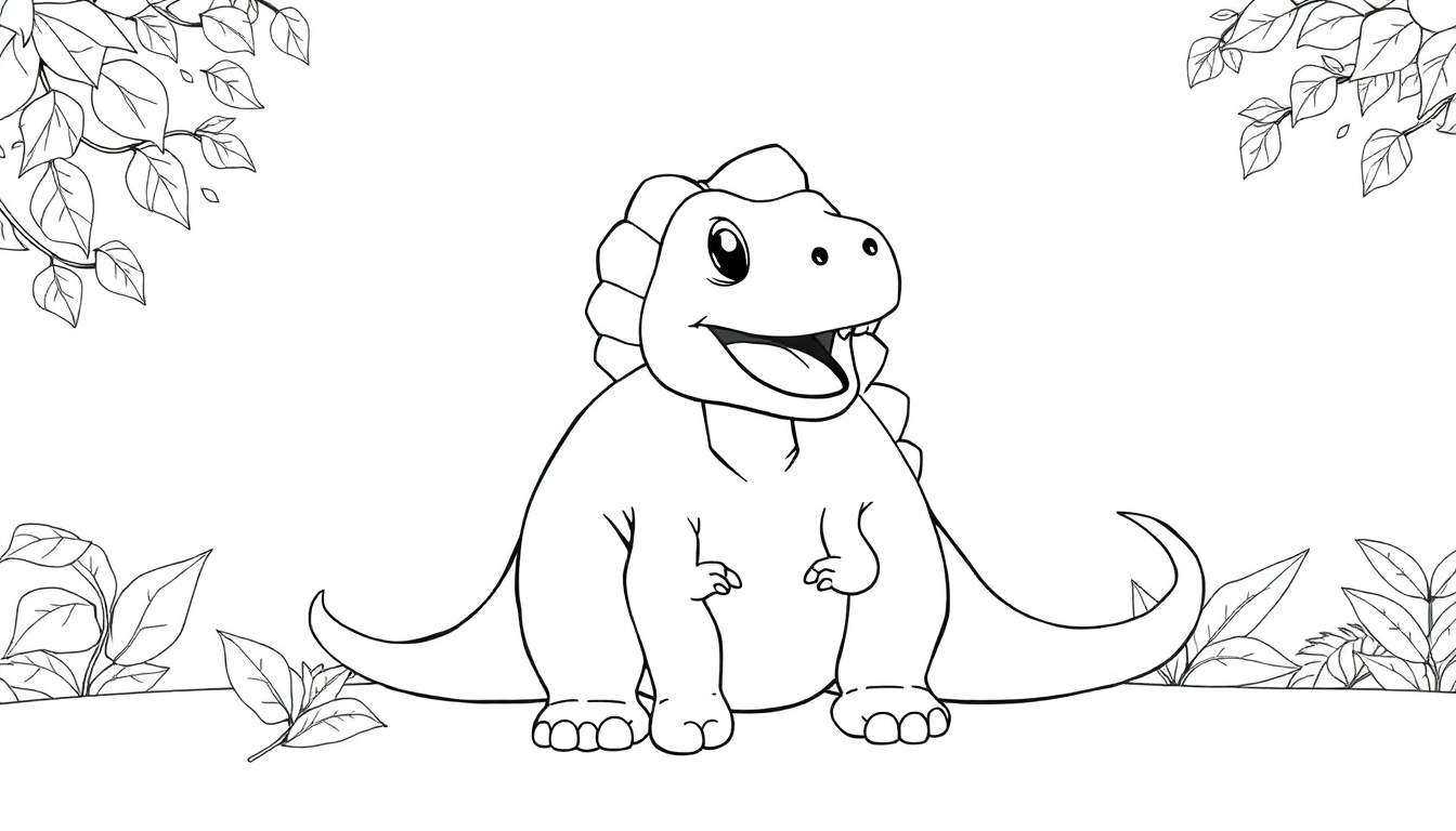 Un gentil dinosaure dessiné pour un color panel.