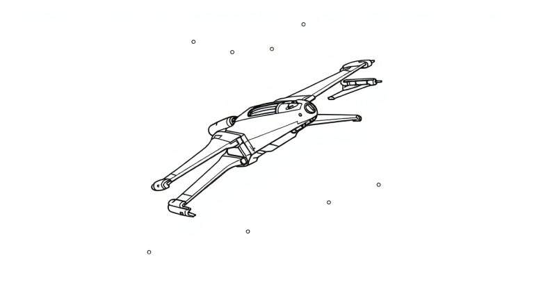 Page de coloriage d'un vaisseau spatial de Star Wars