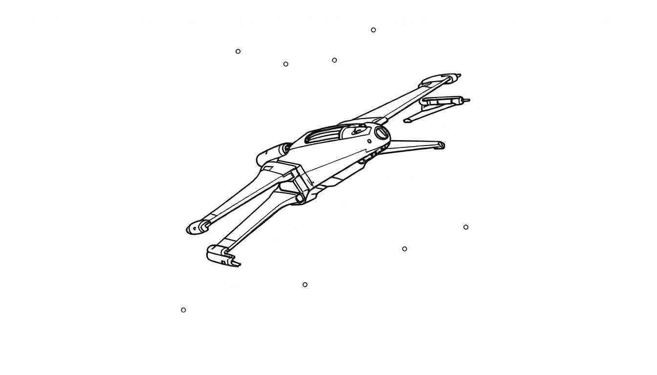 Page de coloriage d'un vaisseau spatial de Star Wars