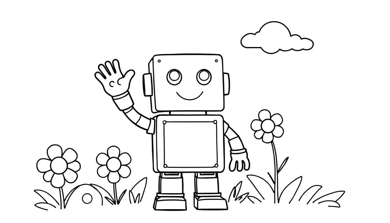 Un robot amical fait de formes simples, parfait pour un color panel.