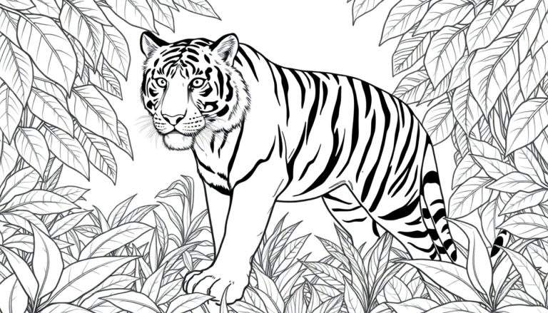 Un tigre rayé dans un color panel de jungle