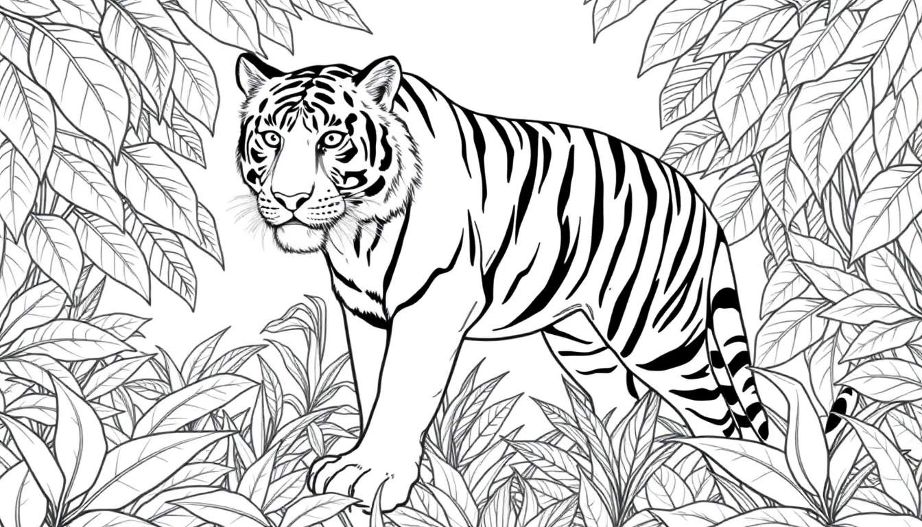 Un tigre rayé dans un color panel de jungle