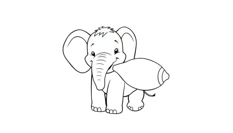 Un éléphant de dessin animé joyeux tenant une sucette.