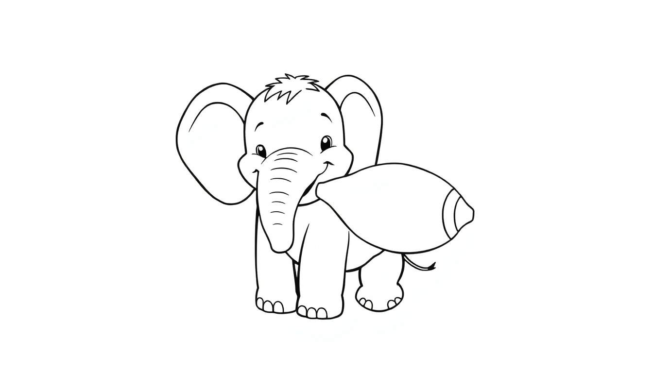 Un éléphant de dessin animé joyeux tenant une sucette.