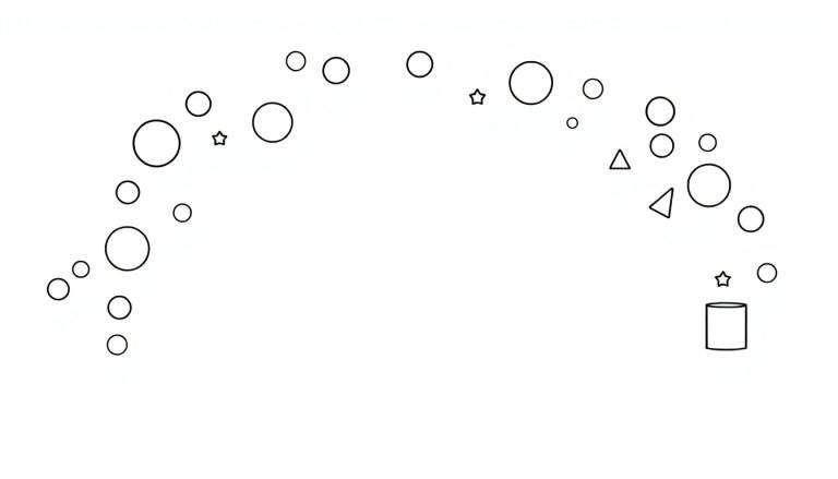 Un arc de formes géométriques en noir et blanc sur un color panel.