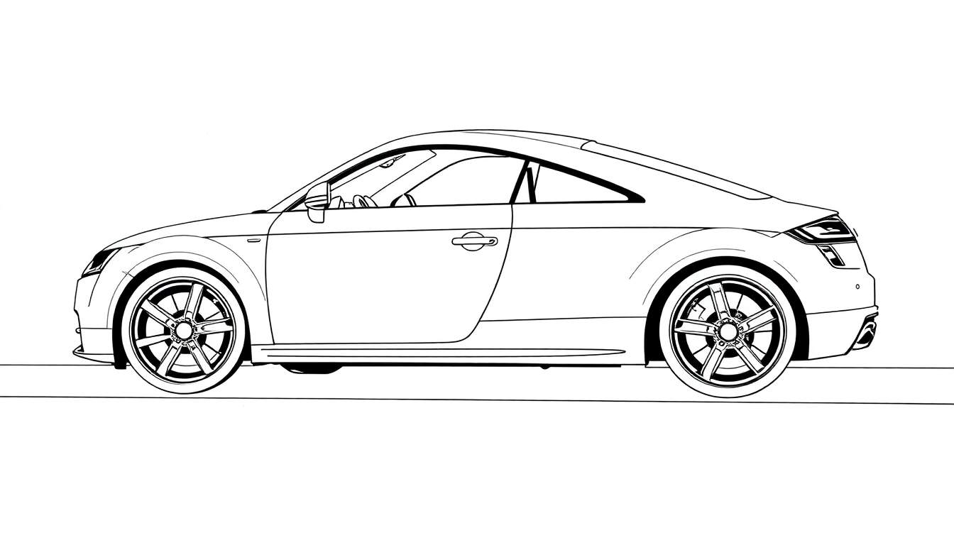Dessin au trait d'une voiture Audi TT pour colorier, un vrai color panel !