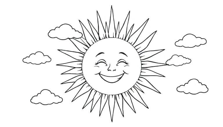 Un soleil joyeux souriant sur un color panel.