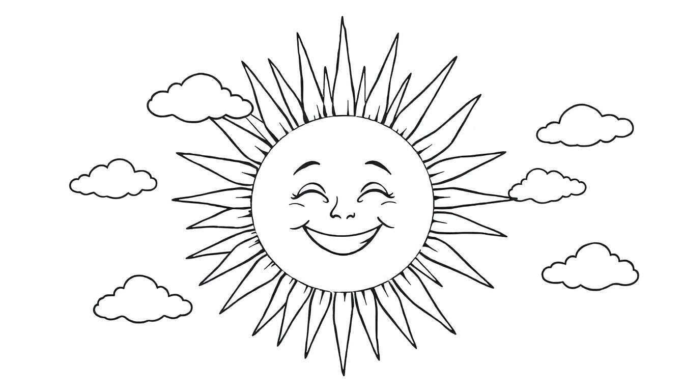 Un soleil joyeux souriant sur un color panel.