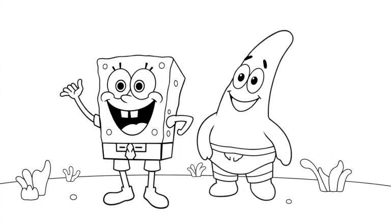 Bob l'éponge et Patrick heureux sur un color panel.