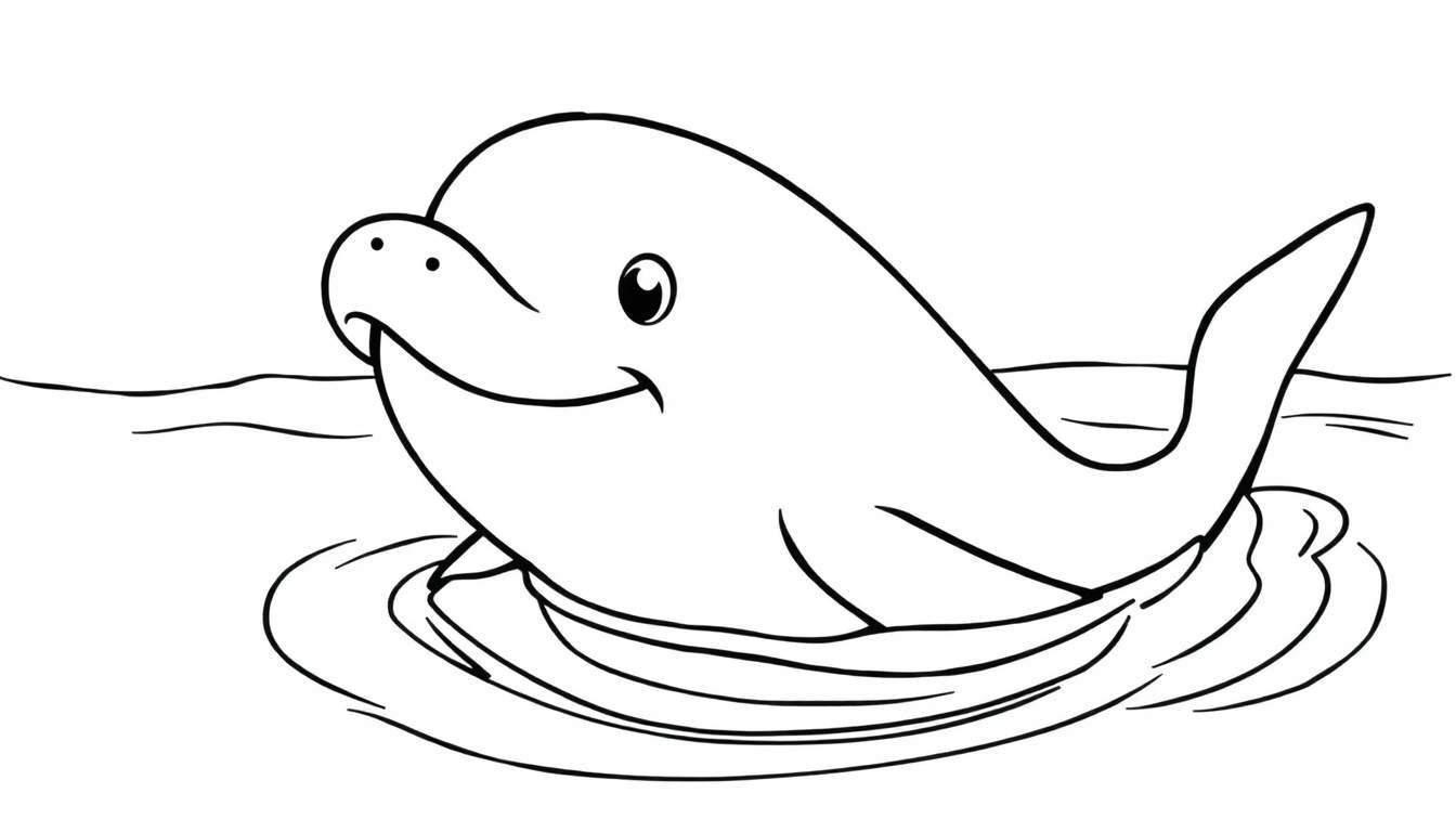 Un dauphin joyeux dans l'eau, prêt à être coloré.