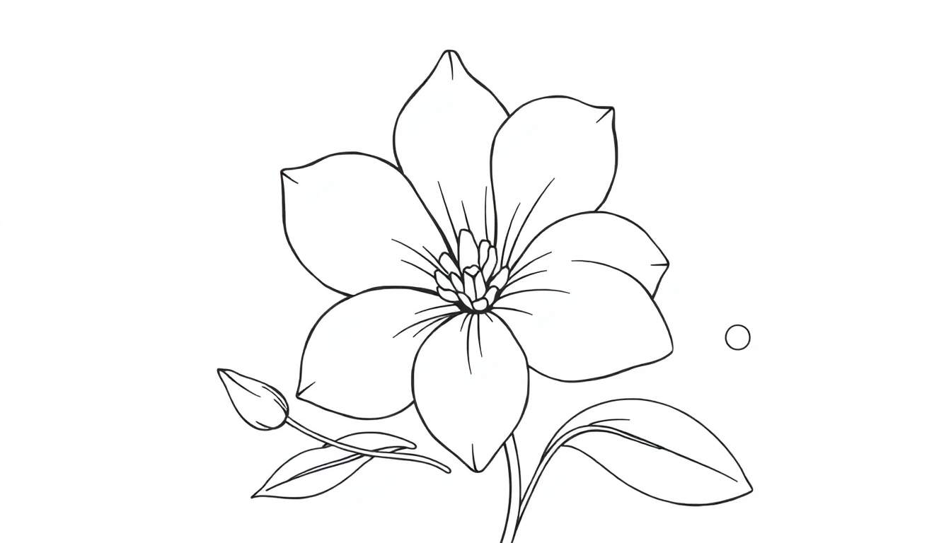 Dessin au trait d'une fleur pour coloriage, dans un panneau de coloriage.