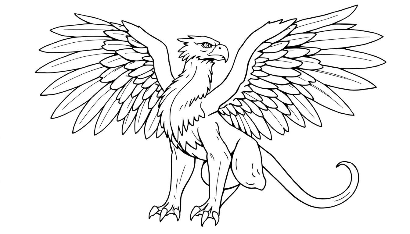 Un griffon majestueux aux ailes déployées, prêt pour une aventure dans un color panel.
