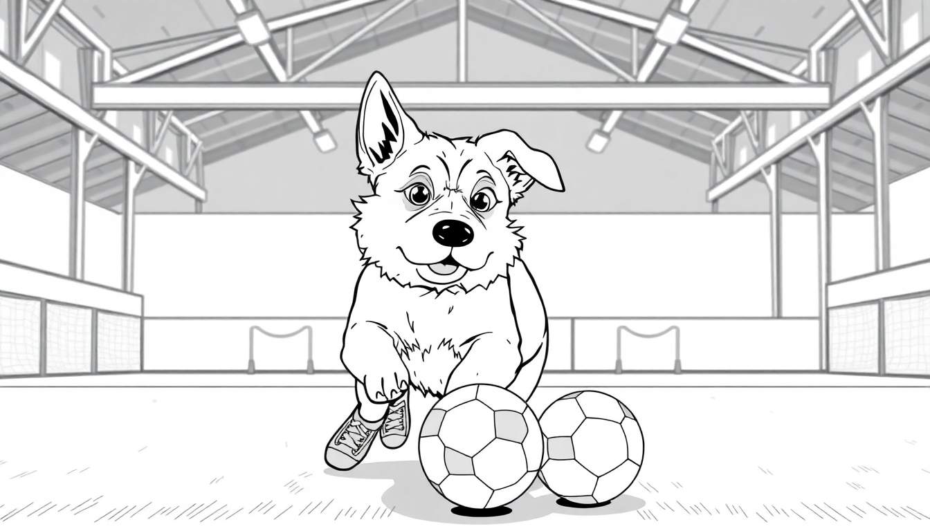 Une plaque en noir et blanc d'un chien joueur de football avec des chaussures.