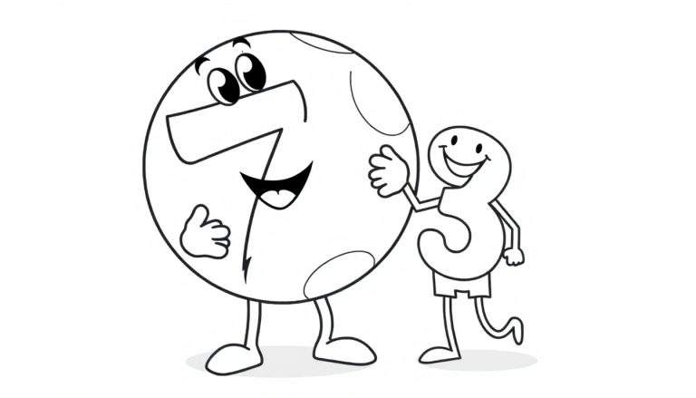 Illustration de dessins animés des chiffres 7 et 3 jouant ensemble.