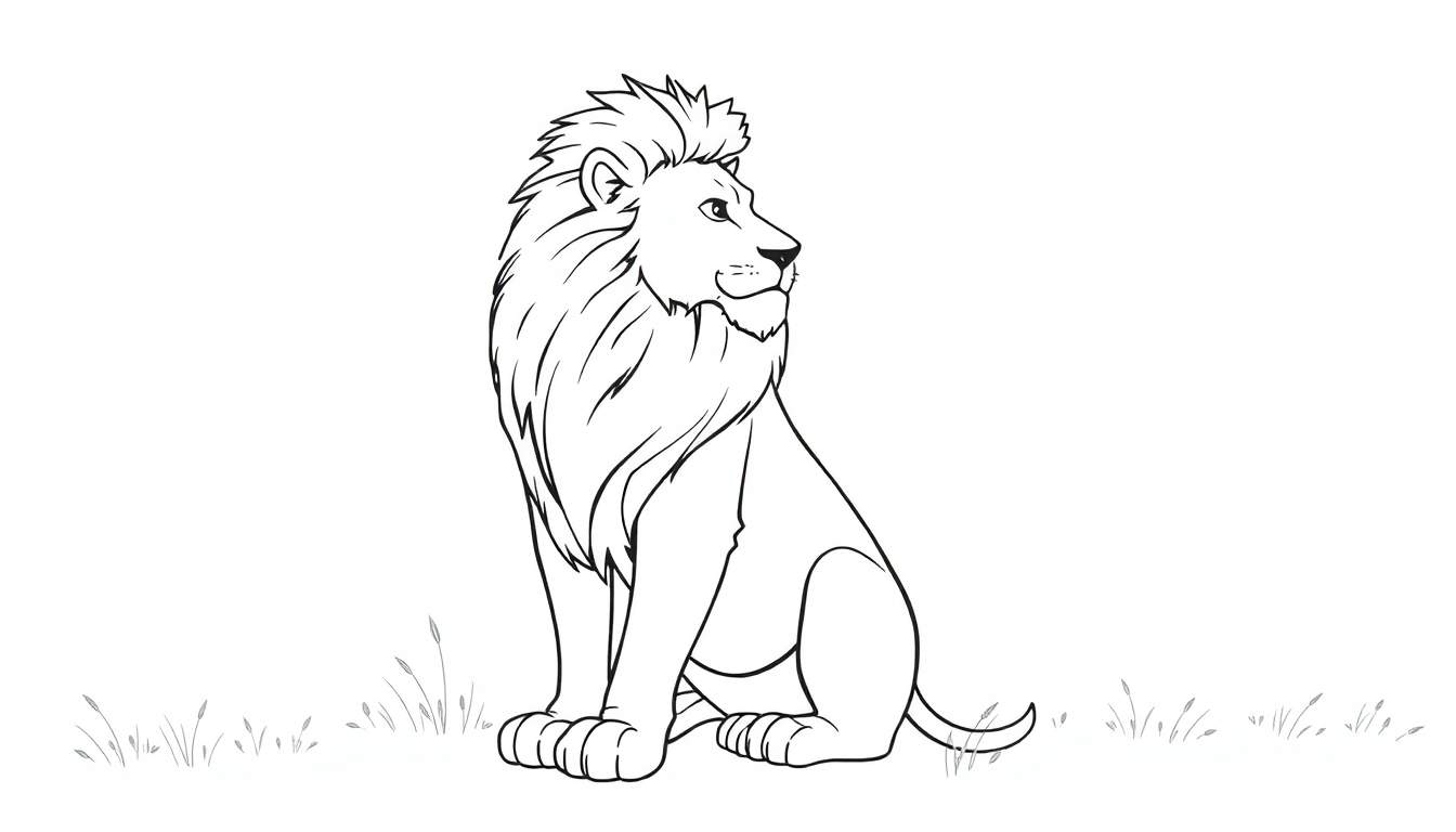 Lion au trait, prêt pour le color panel.