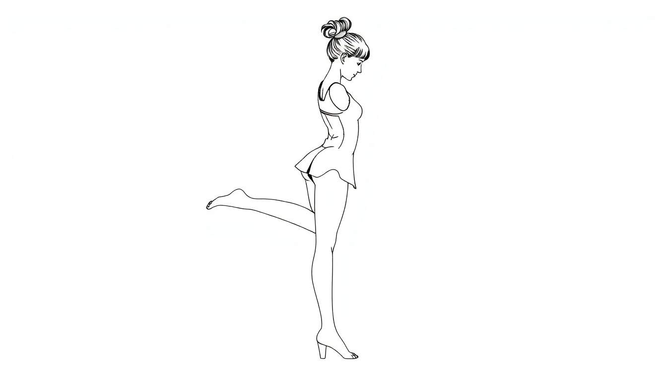 Dessin en noir et blanc d'une gymnaste en mouvement, color panel.