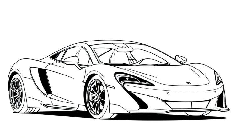 Dessin au trait d'une voiture de sport McLaren pour le color panel.