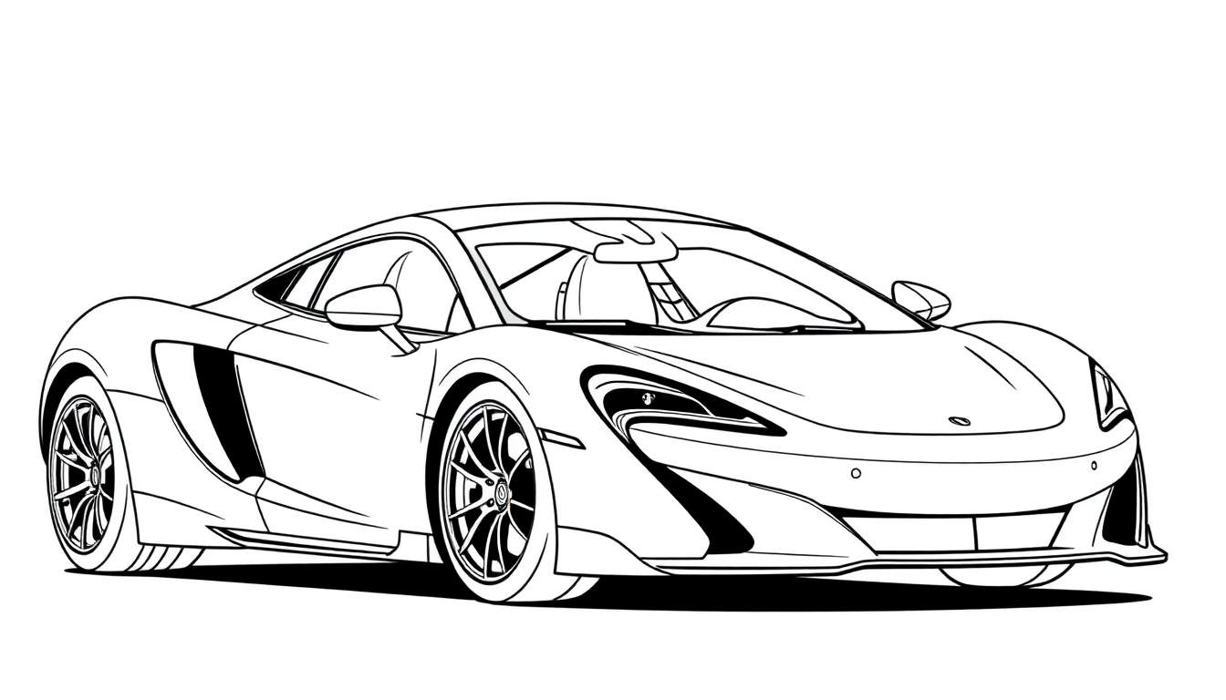 Dessin au trait d'une voiture de sport McLaren pour le color panel.
