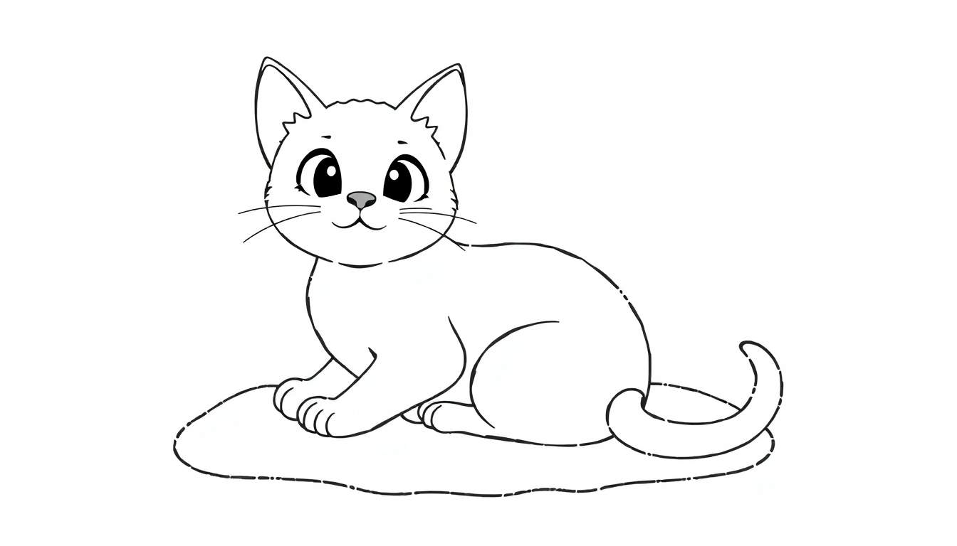 Un chaton en noir et blanc prêt à être coloré.