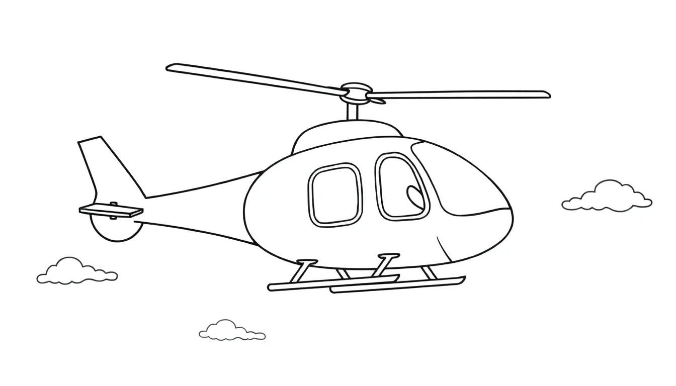 Dessin au trait d'un hélicoptère simple avec un color panel.