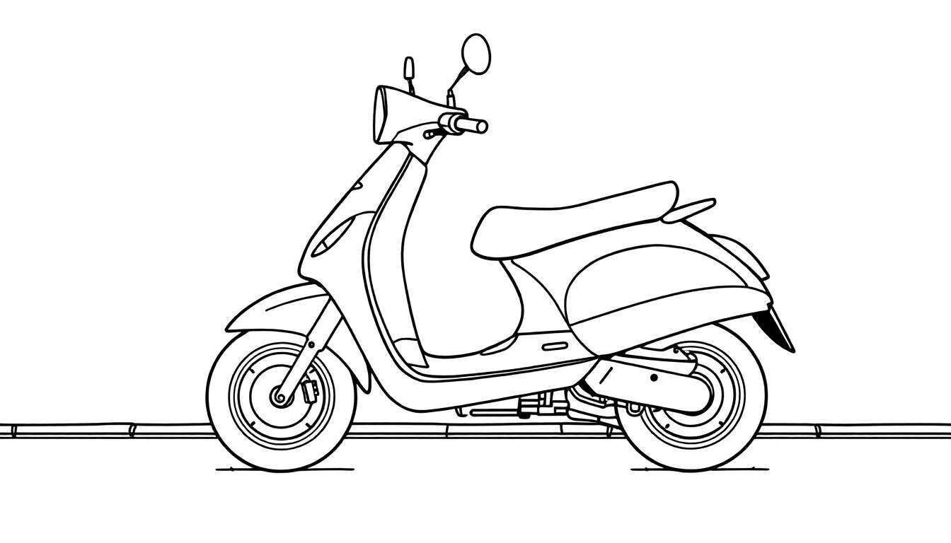 Un scooter au trait simple, prêt à être colorisé avec un color panel.