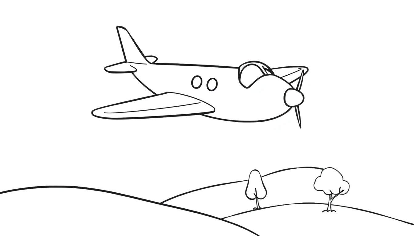 Dessin d'avion en couleur pour un jeune garçon.