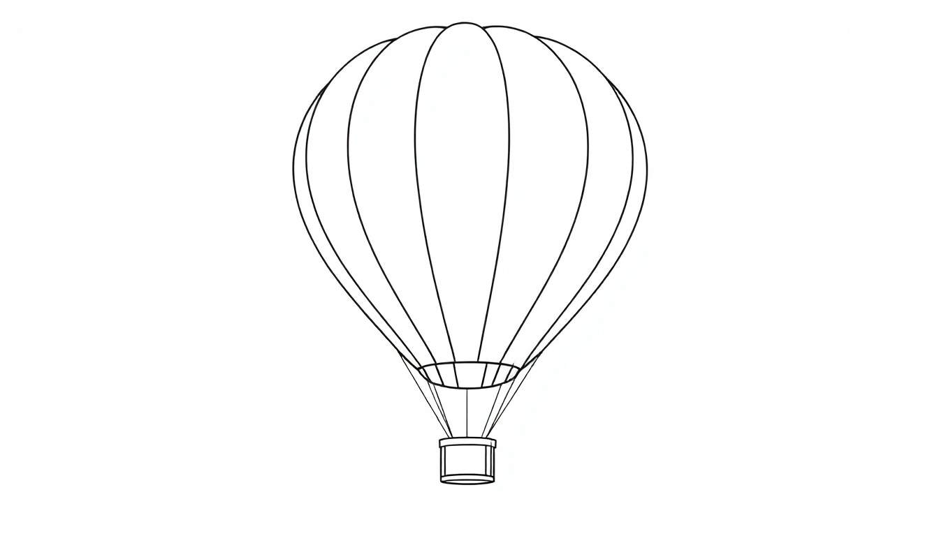 Dessin au trait d'une montgolfière avec des panneaux de couleur