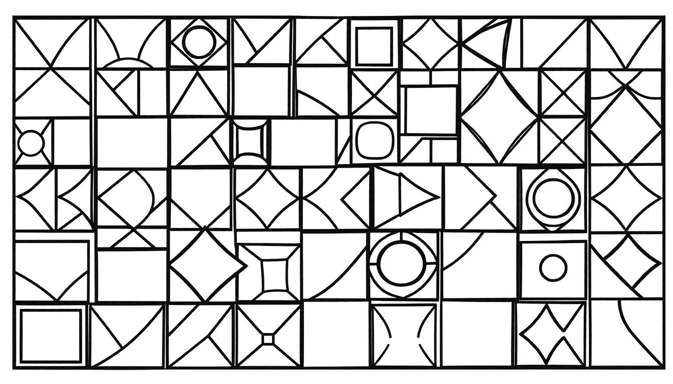 Une grille de color panel avec des formes géométriques noires sur fond blanc.