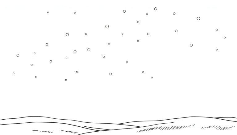 Paysage minimaliste de collines et de ciel étoilé, prêt pour un color panel.
