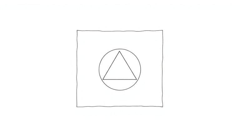 Page de coloriage avec un carré, un cercle et un triangle dans un panneau de couleurs.