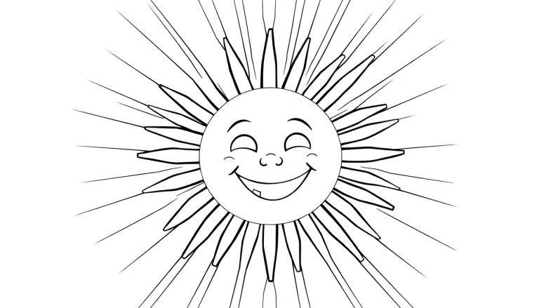 Dessin d'un soleil souriant avec des rayons pour un color panel.