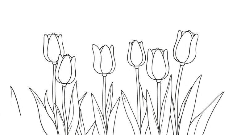 Illustration de tulipes au trait, parfaites pour le color panel.