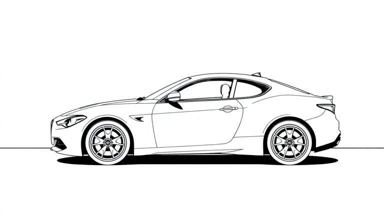 Dessin au trait d'une voiture de sport blanche, prête pour le color panel.
