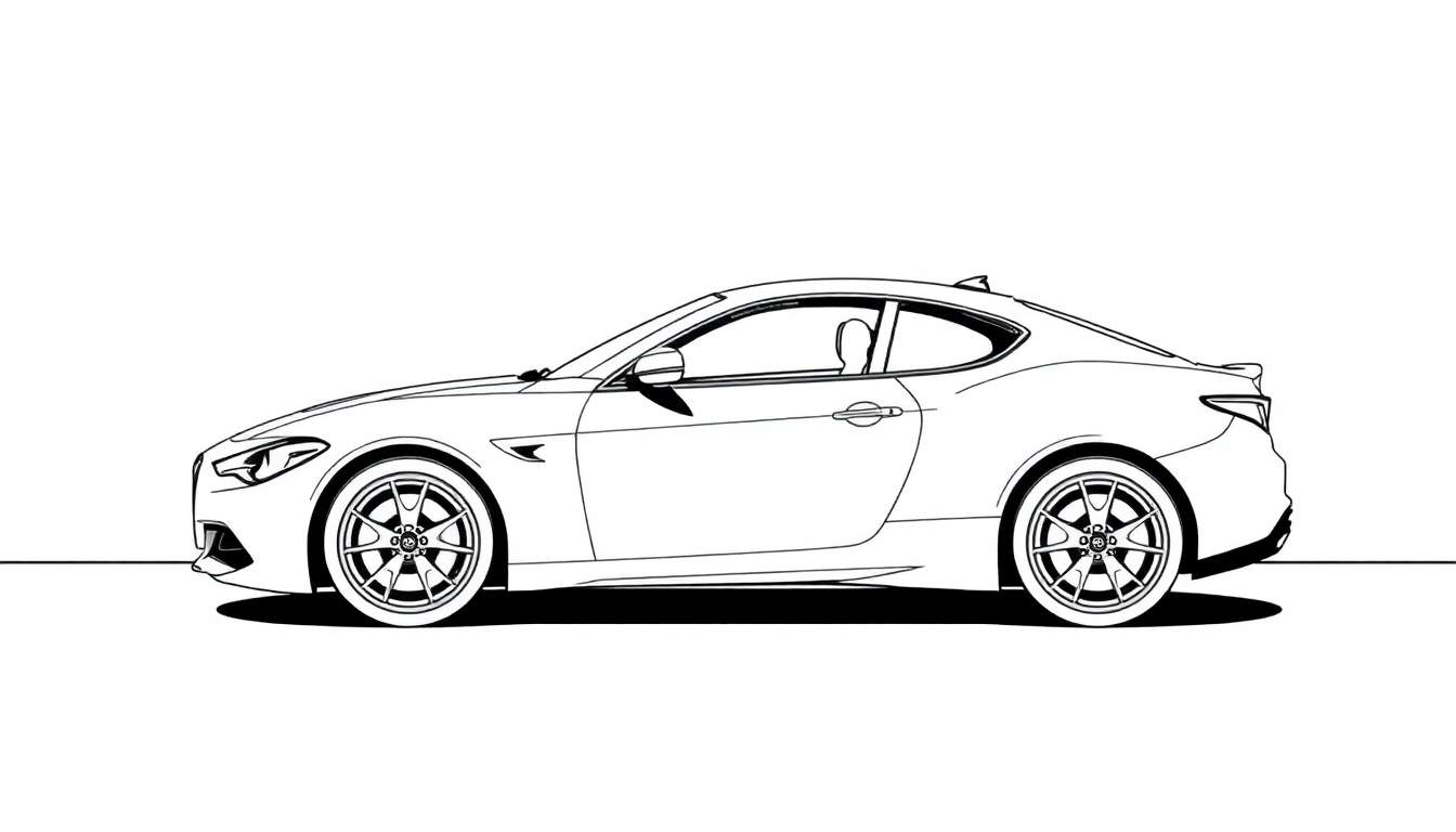 Dessin au trait d'une voiture de sport blanche, prête pour le color panel.