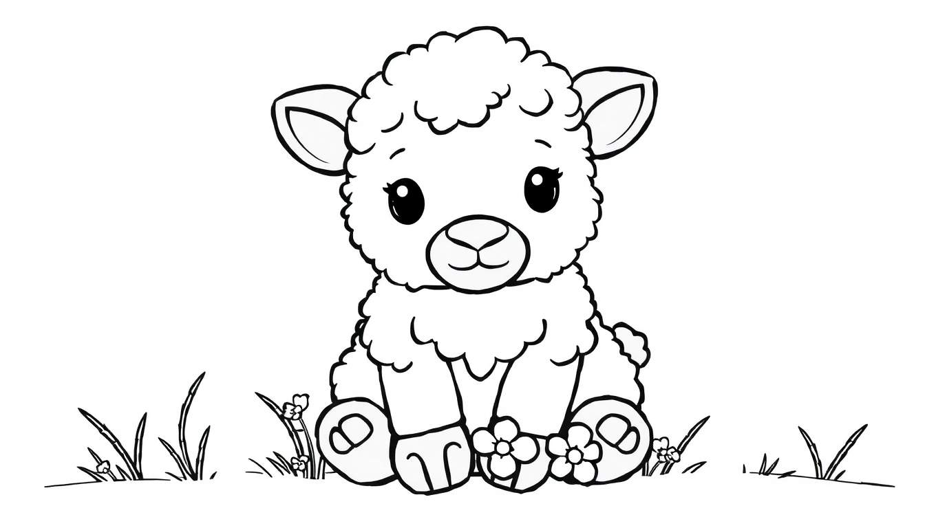 Agneau mignon dans un champ d'herbe, prêt à être coloré dans un color panel.